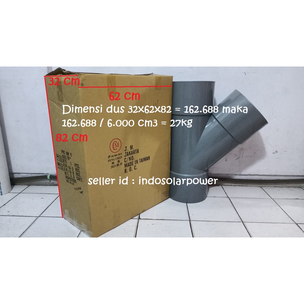 Cabang Y branch 45 45° 10&quot; 10 inch fitting pipa PVC CM taiwan AW ada 10x6 dan 10x8 cabang pembagi Y bisa untuk semua merk pipa