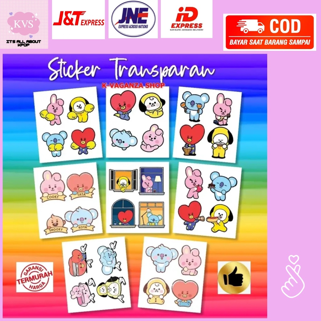 

Stiker Aesthetic BT21 Together Berbagai Versi 1 Sticker Transparan Anti Air Unofficial