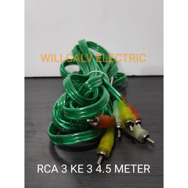 KABEL RCA TRANSPARAN 3 KE 3 / KABEL RCA ISI 3 KE 3 / KABEL JACK AUDIO 3 KE 3  PANJANG 4.5 METER