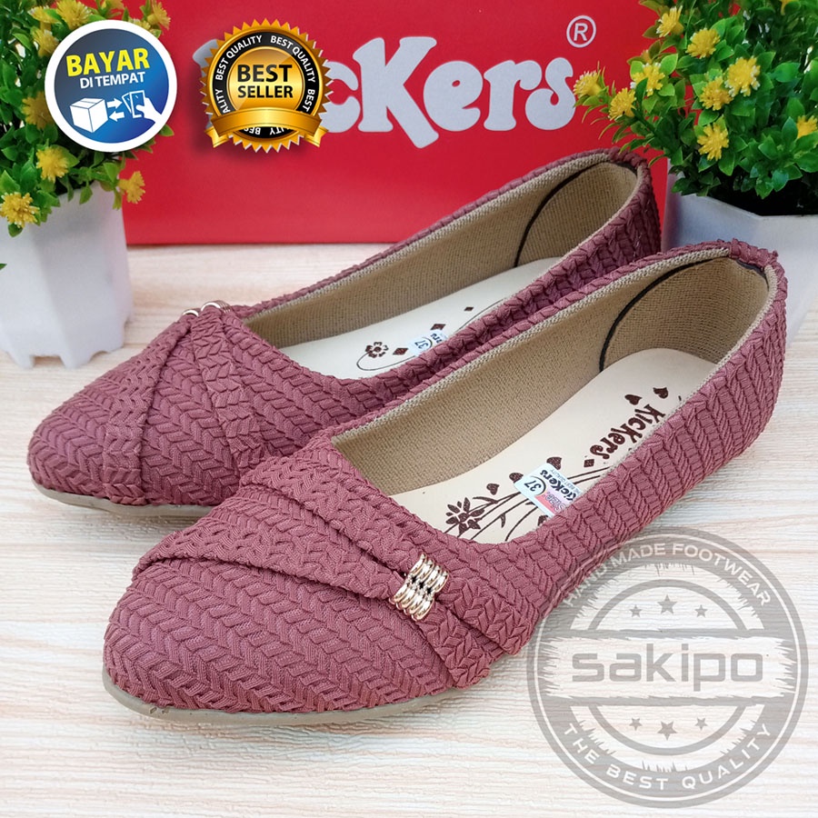 PROMO 1.1 SEPATU BALET RAJUT SLEMPANG SAMPING / FLAT SHOES MURAH / SEPATU TRENDI SEKOLAH DAN KERJA / SAKIPO