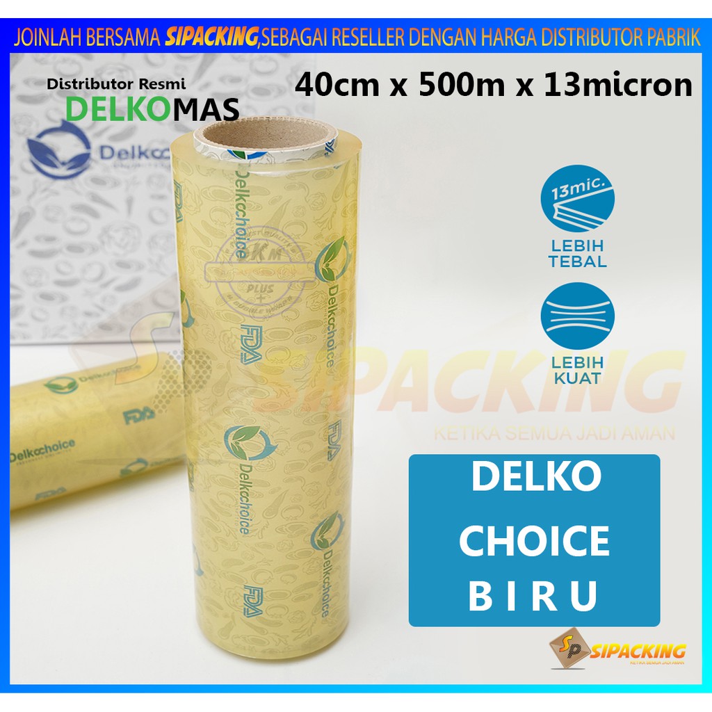 WRAPPING DELKOCHOICE BIRU ( PLASTIK PEMBUNGKUS MAKANAN ) 40CM