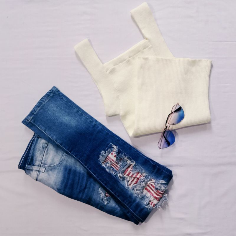 Tank Top Rajut Wanita | Korean Knit Tank Top | Tank Top Wanita Square Neck | Style Korea | Tank Top-Broken White