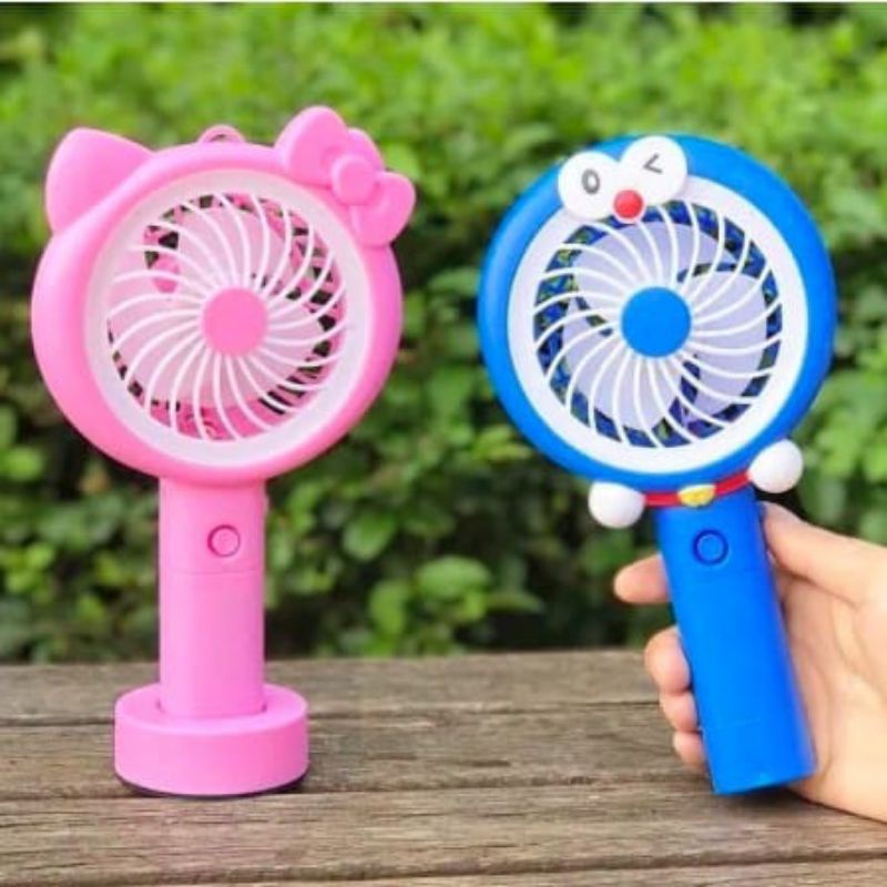 KIPAS MINI LED TANGAN USB PORTABLE CHARGER / MINI FAN 13D LIGHT / KIPAS MINI DORAEMON