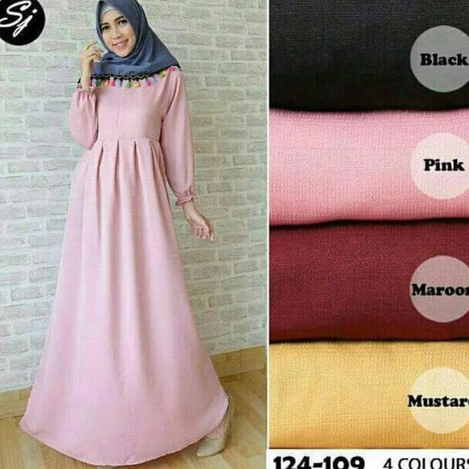 BARU Hot Seller Gamis Syari Balotelli Polos / Basic Dress - Navy, L