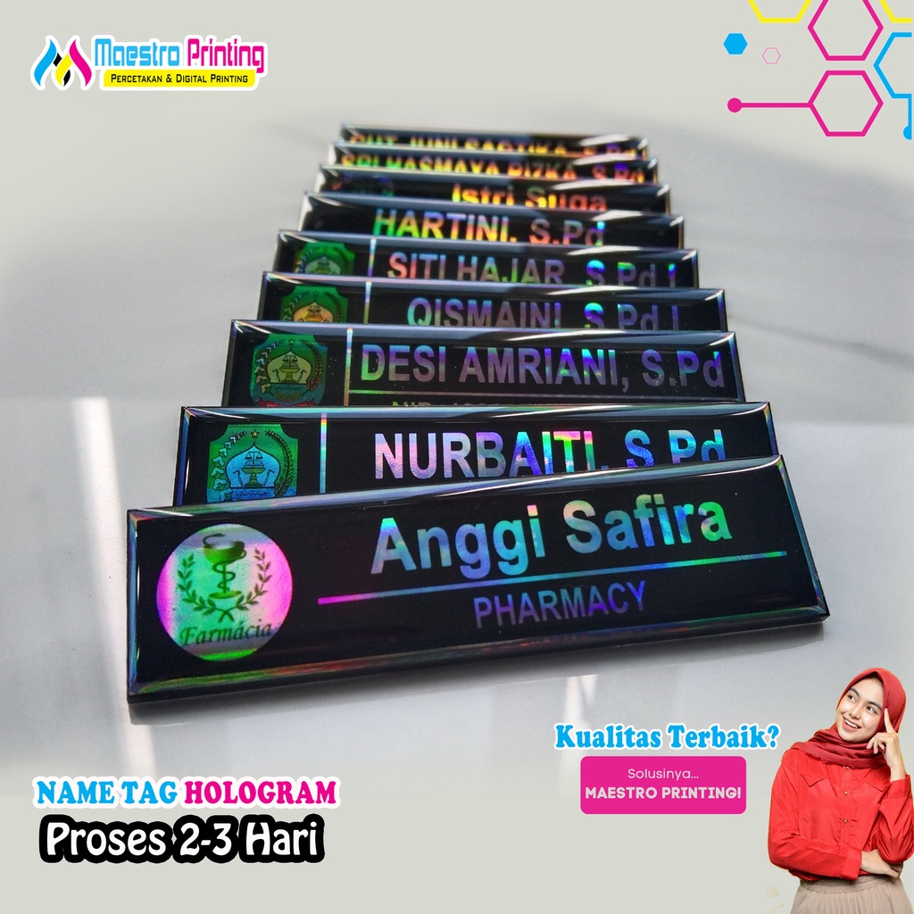 NAME TAG/ BAD NAMA HOLOGRAM PREMIUM MAGNET-PENITI