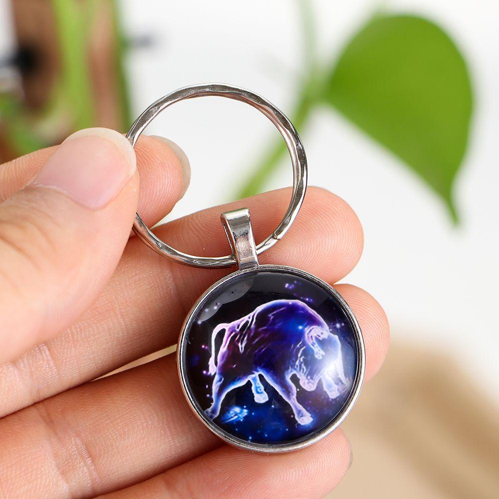 Top Constellation Gantungan Kunci Gantungan Kunci Wajah Ganda Hadiah Persahabatan Celestial Keyring Leo Libra Scorpio Sagitarius