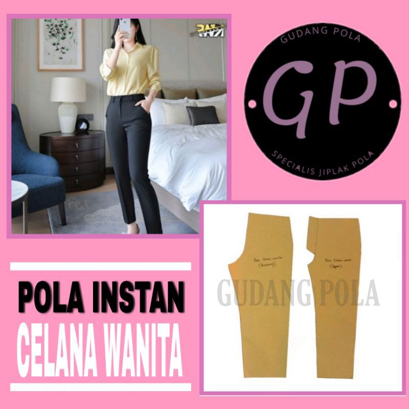 [✓COD] Pola Instan Celana Panjang Wanita - Pola Celana Wanita Kerja - Pola Jiplak Celana Panjang Wan