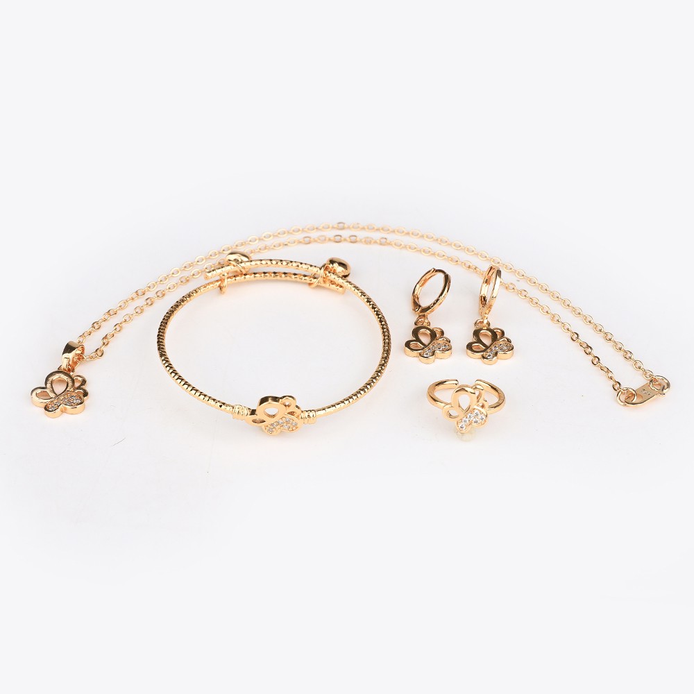 set perhiasan anak titanium kalung anti karat gelang wanita anting korea fashion cincin paket aksesoris wanita murah D465