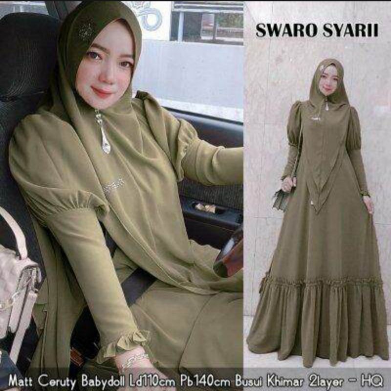 Swaro syar,i gamis elsa gamis viral swaro set hijab ceruty