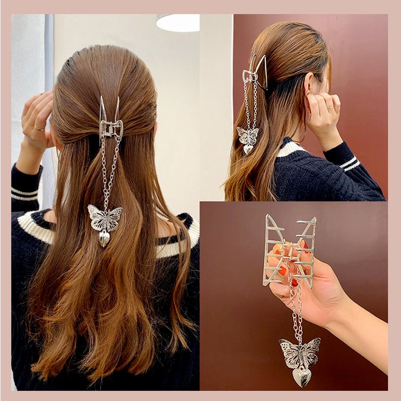 Jepit Rambut Model Butterfly Rumbai Bahan Metal Gaya Korea Untuk Wanita