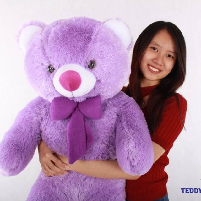 Jual Boneka Teddy Bear Jumbo 1 Meter Warna Ungu Khas Bandung