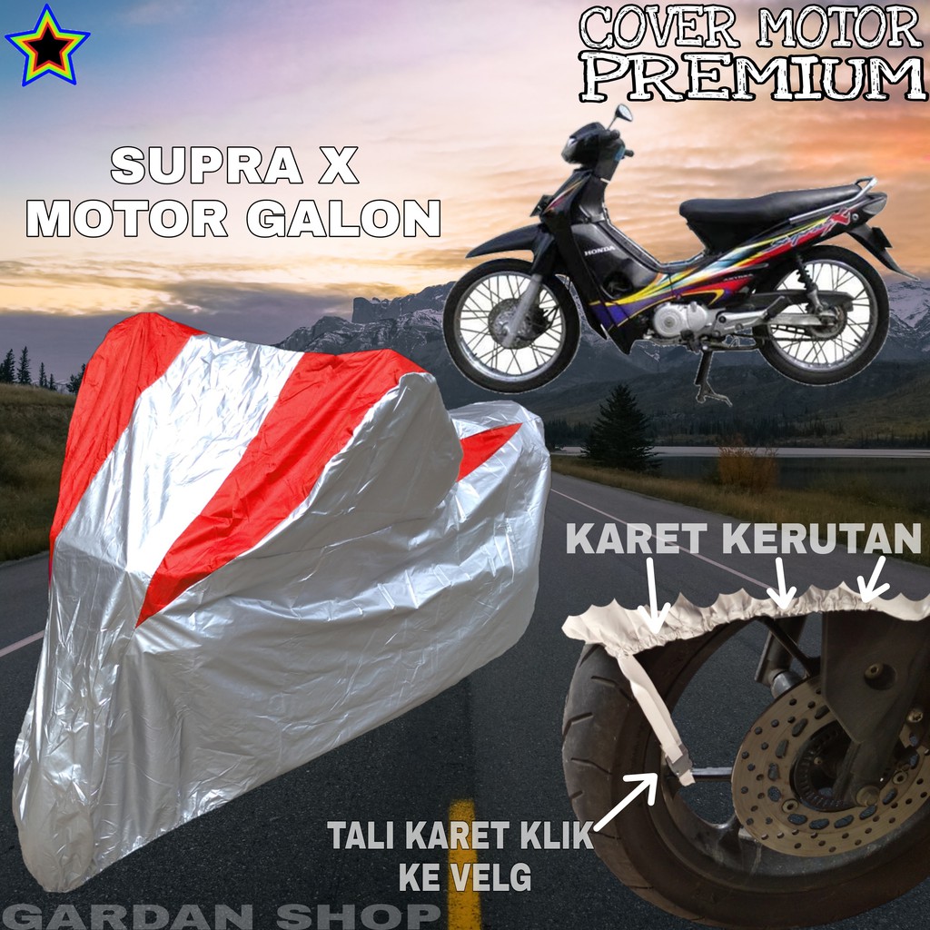 Sarung Motor SUPRA X MOTOR GALON Silver MERAH Body Cover Penutup Motor Supra X Motor Galon PREMIUM