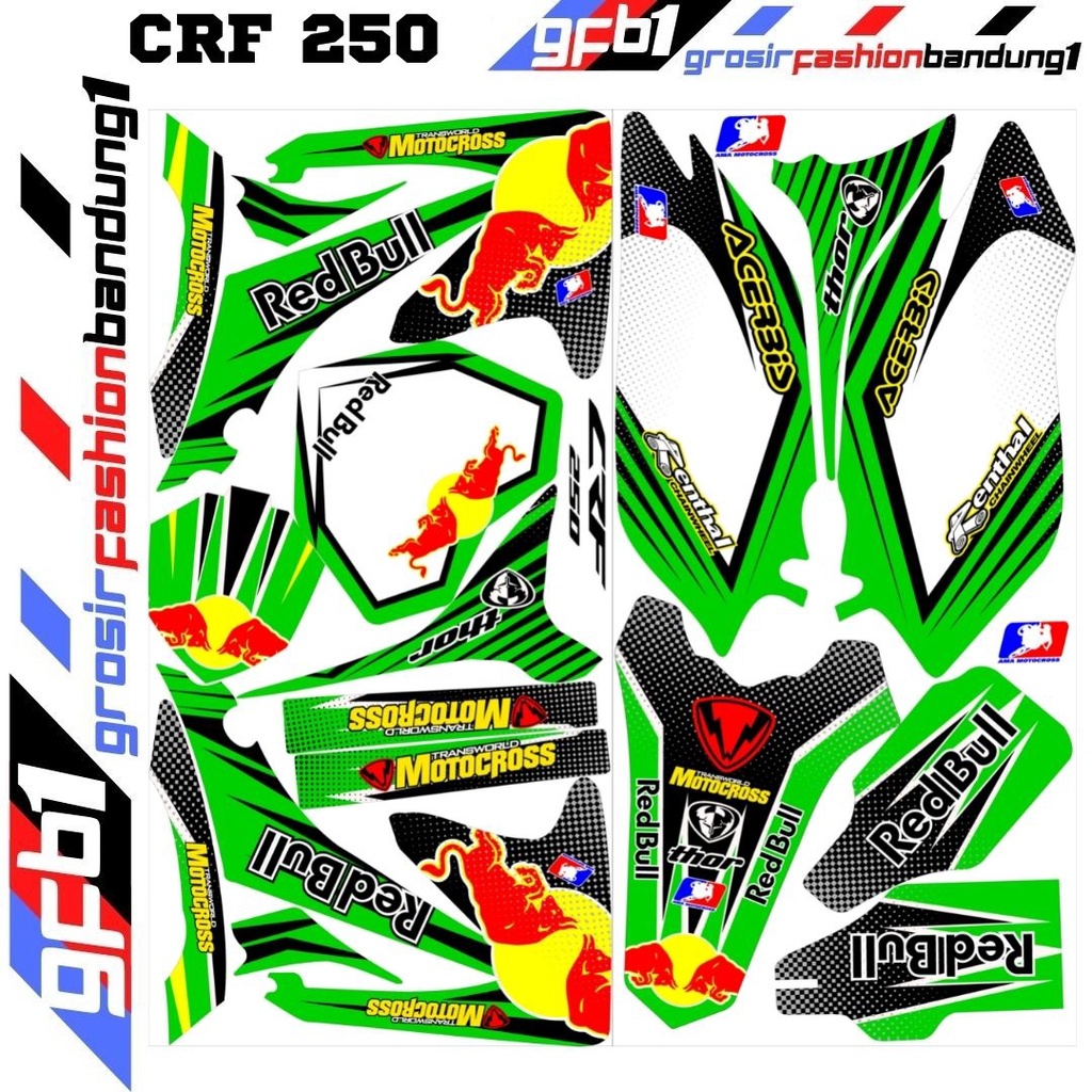 Decal Stiker Motor cross Trail Adventure CRF 250cc Variasi Dunlop Pro Racing