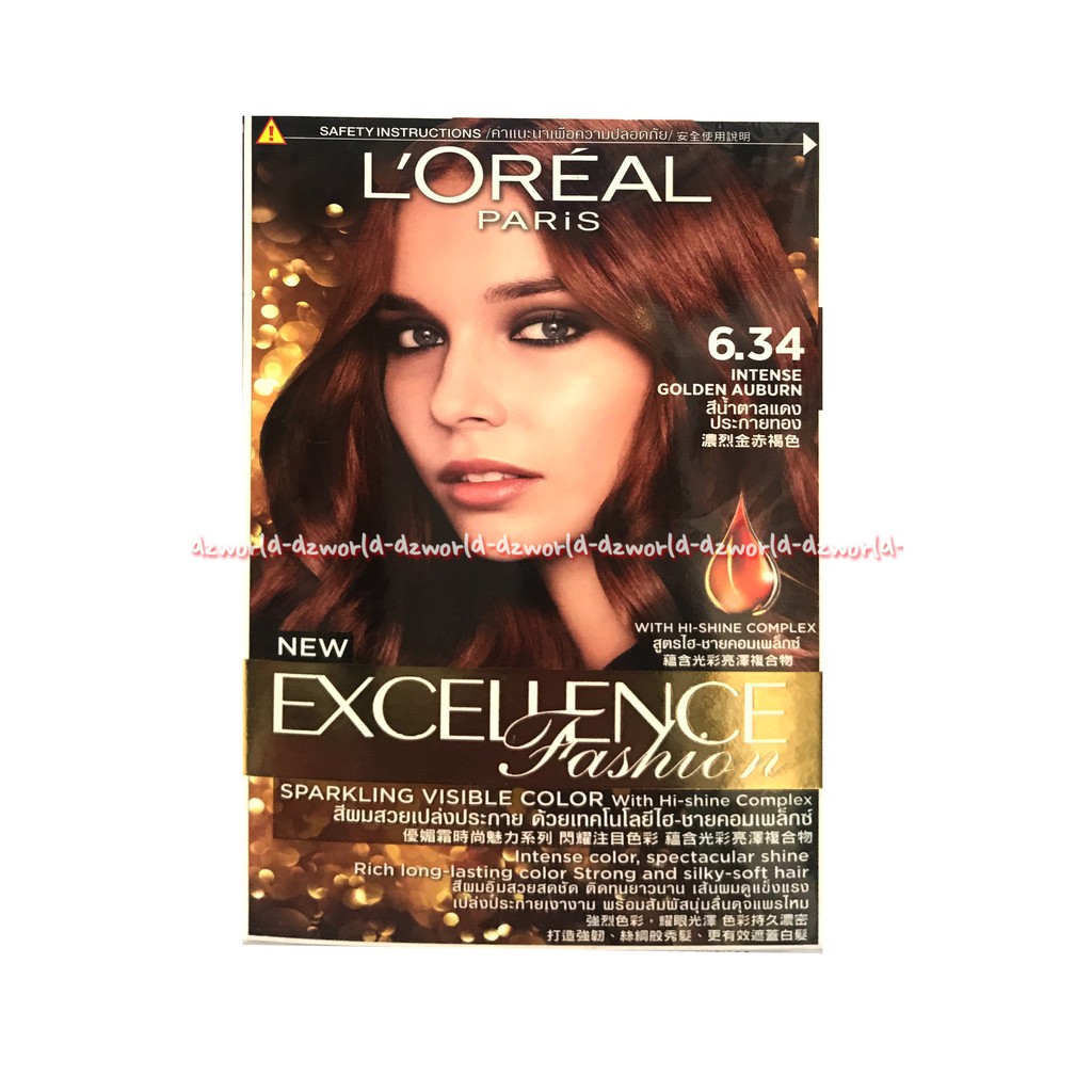 L'oreal New Excellence Fashion 6.34 Intense Golden Auburn Pewarna Rambut Cat Rambut Loreal