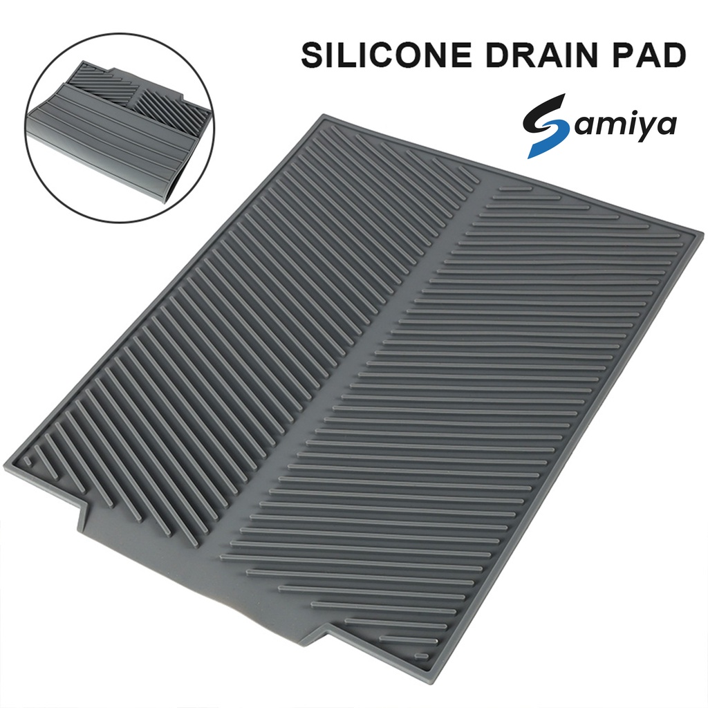 alas tatakan silikon pengering gelas piring dapur / silicone dish drying mat drain pad / bar kitchen mat