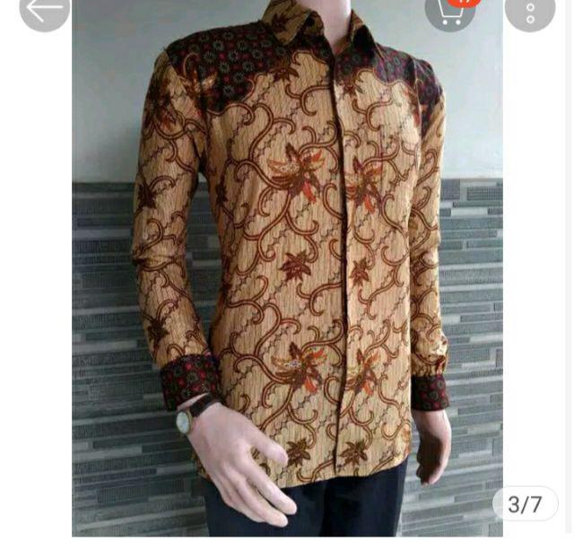Asifa Batik Hrb026 Kenongo Kemeja Tosca Pendek Pekalongan Padi M L Xl Sogan Tulis Halus Kemeja Batik