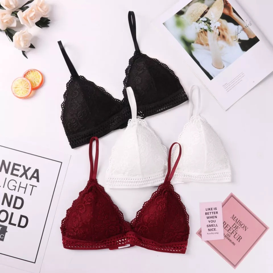 Tmall88 Bra Pakaian Dalam Wanita Renda Deep V-Leher Dibungkus Dada Lingerie Seksi