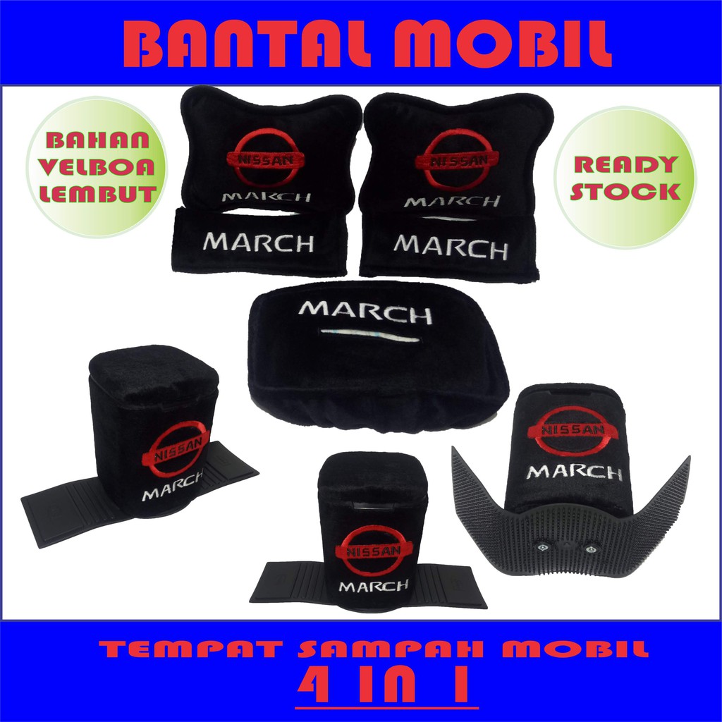 Bantal mobil aksesoris Nissan March Velboa