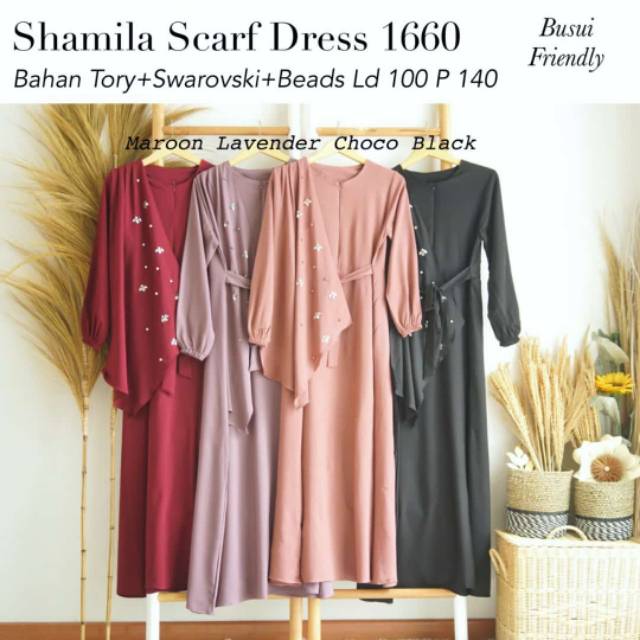 (BISA COD) SHAMILA SCARF DRESS