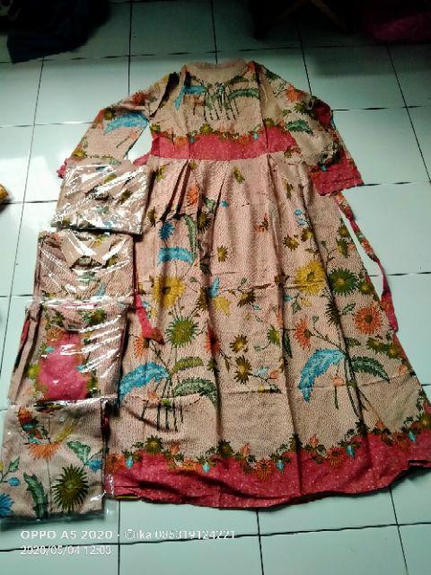 Batik Couple Keluarga Sania Ruffle Ori Ndoro Jowi Kembang Langit