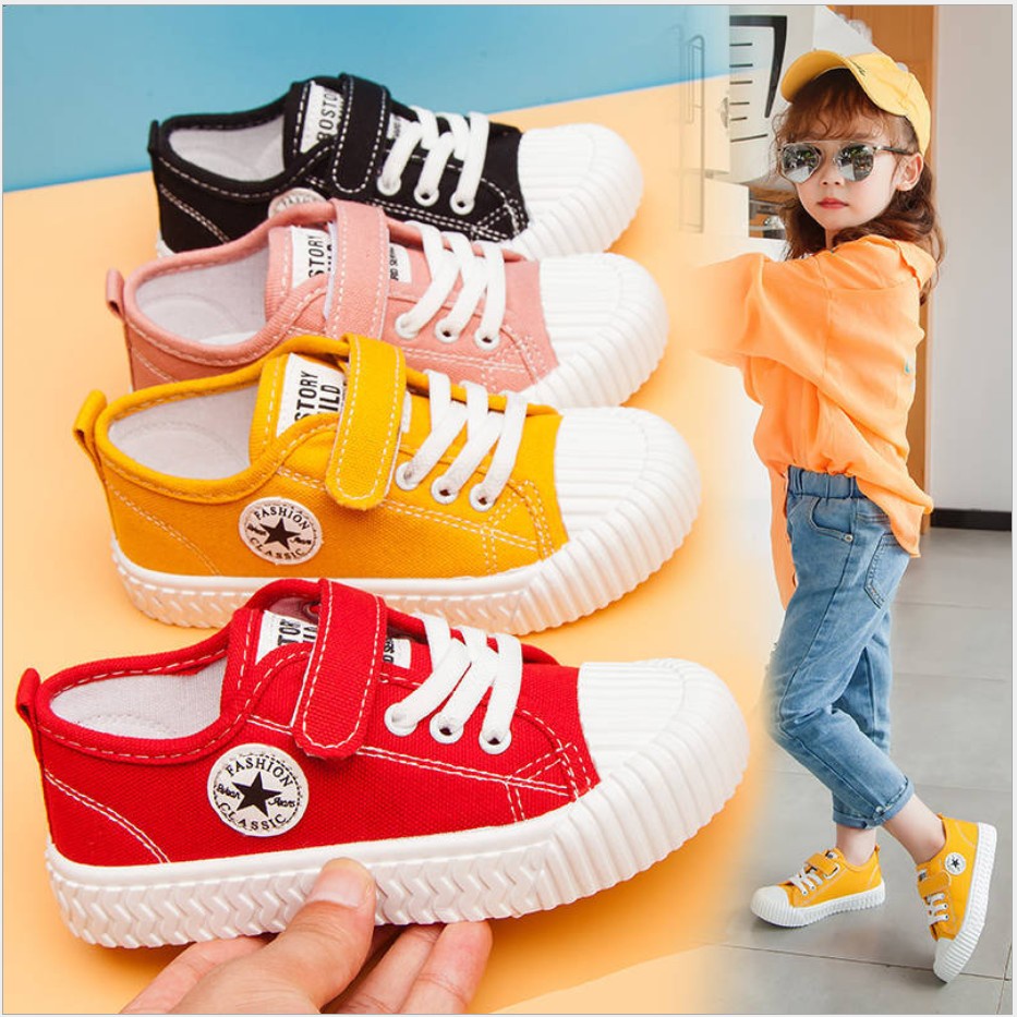 littlekiddoss SH19102 Sepatu Kets Kanvas Anak Sepatu Star Perekat Tali Import Termurah 32-37