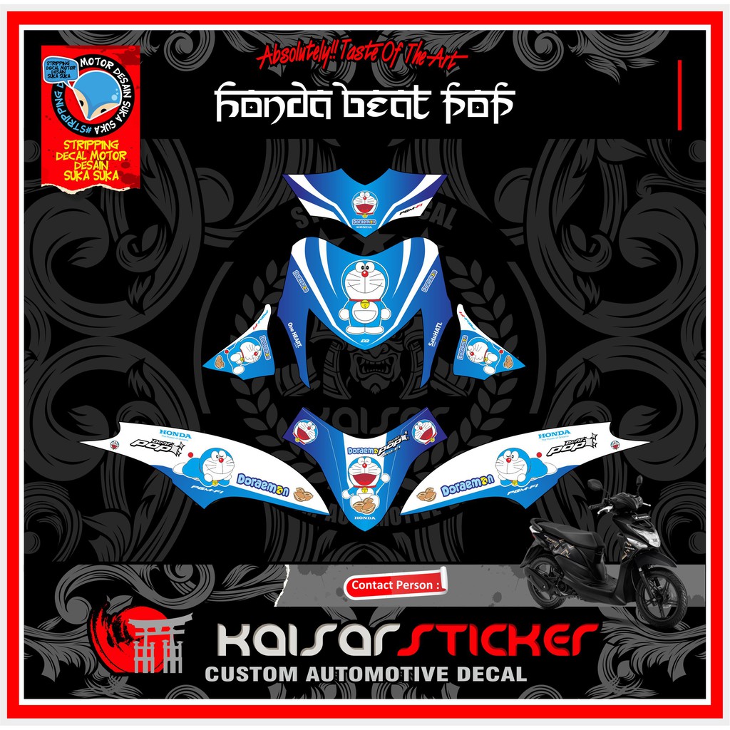 STICKER MOTOR DECAL MOTOR STIKER DECAL HONDA BEAT POP DORAEMON