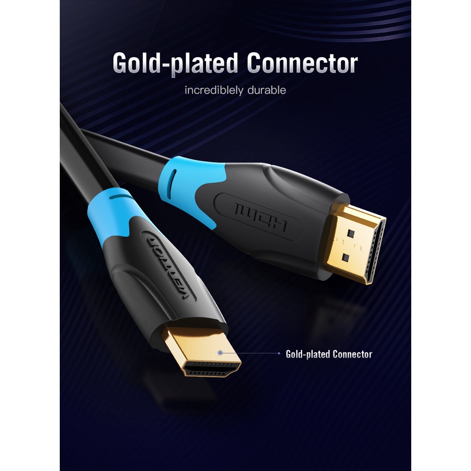 ( Bisa Cod ) Vention AAC Kabel HDMI 3D v2.0 4K HDR UHD High Speed Quality ETHERNET 15m