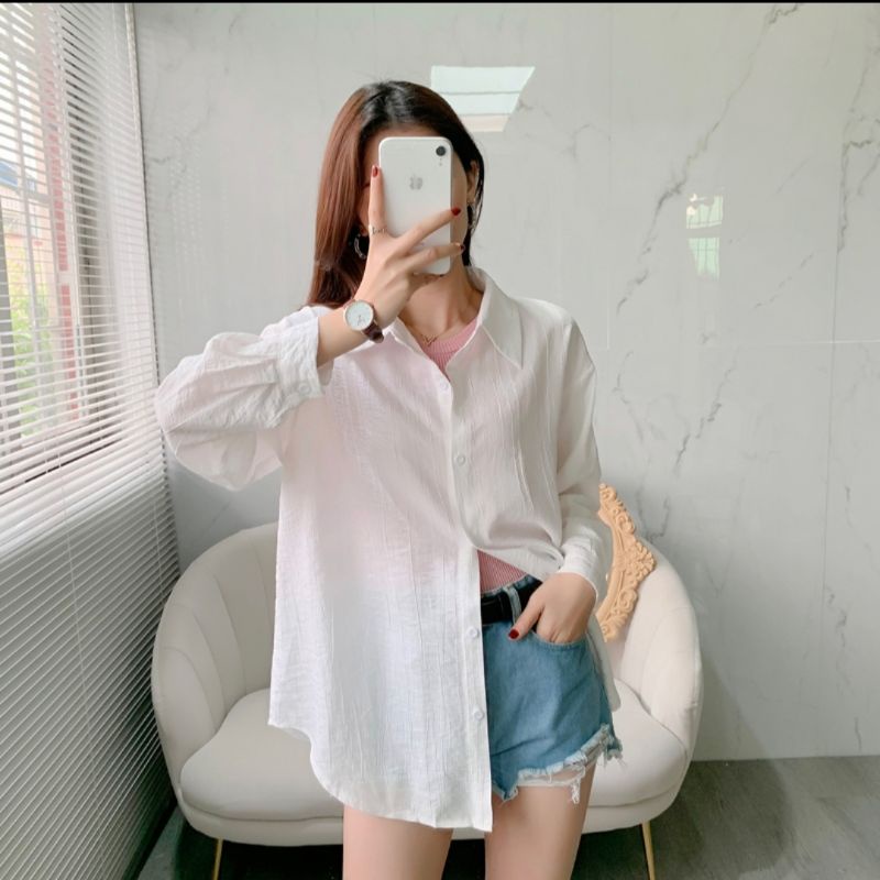 Saku Kemeja Wanita/Blus kemeja linen 2021 Kualitas tinggi Wanita/Atasan wanita kantor Wanita chic lengan panjang-1