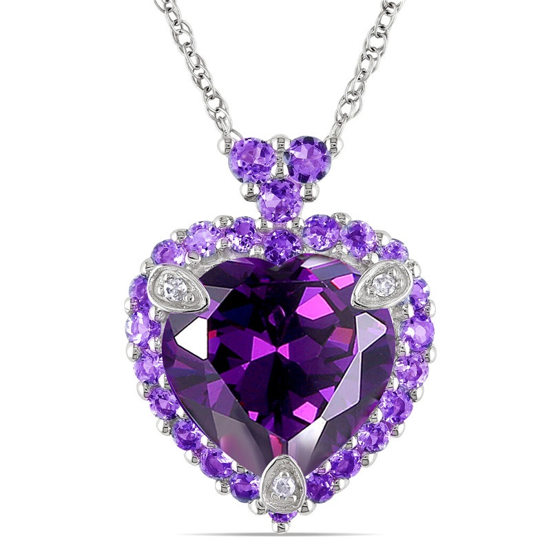 [Ready Stock]Fashion Luxury Amethyst Love Heart Pendant Necklace