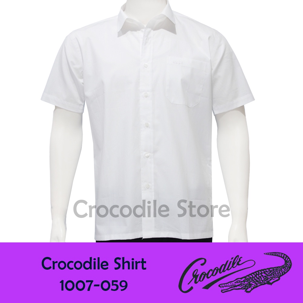 Kemeja Putih Polos Pria Lengan Pendek Crocodile 1007-059