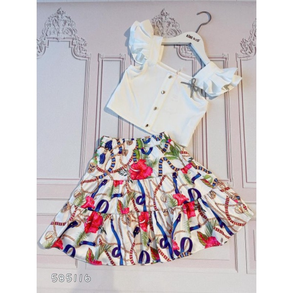 SETELAN ROK ANAK PEREMPUAN MOTIF KING KID KUALITAS IMPORT