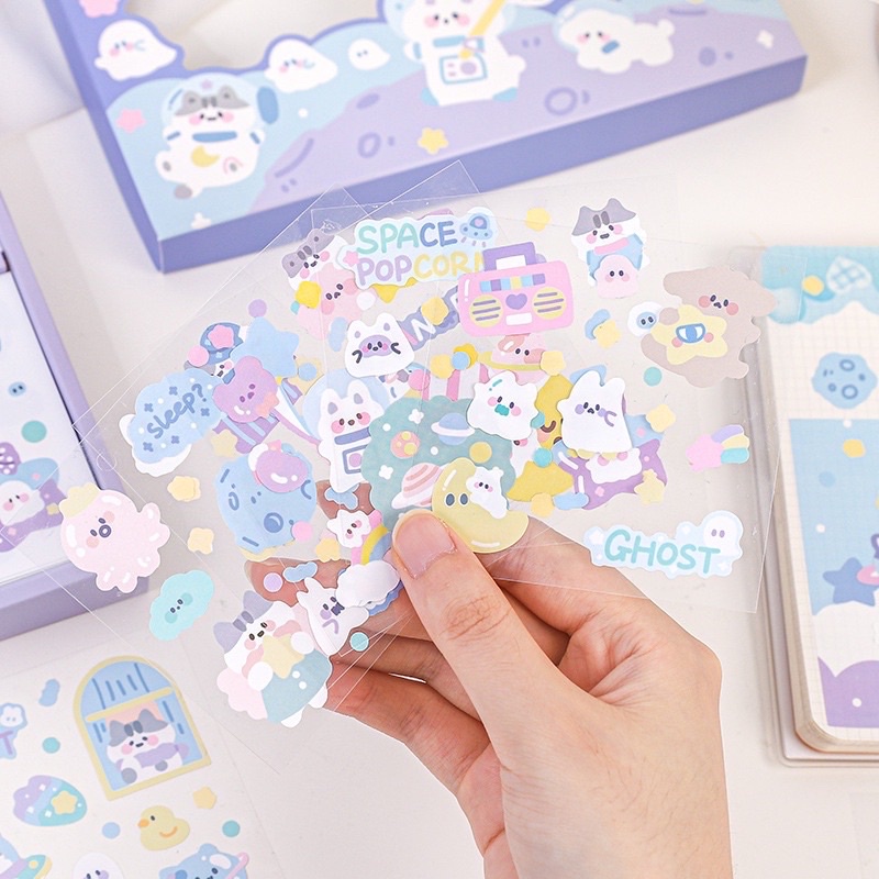 

1lembar BUKAN 1 KOTAK sticker kisscut ARTPAPER motif space galaxy circus sirkus arctic winter musim dingin cat rabbit gaya korea warna ungu pastel luar angkasa DIY scrapbook kawaii cute ucul lucu murah kelinci beruang kuda