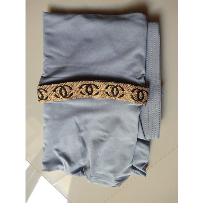 Jilbab instan Renda Channel Kerudung kekinian Bergo terbaru 2021 Hijab Dewasa syar'i-Abu-abu