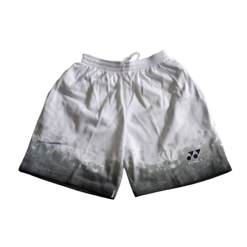Celana pendek olahraga bulutangkis badminton yonex putih hitam kuning-3