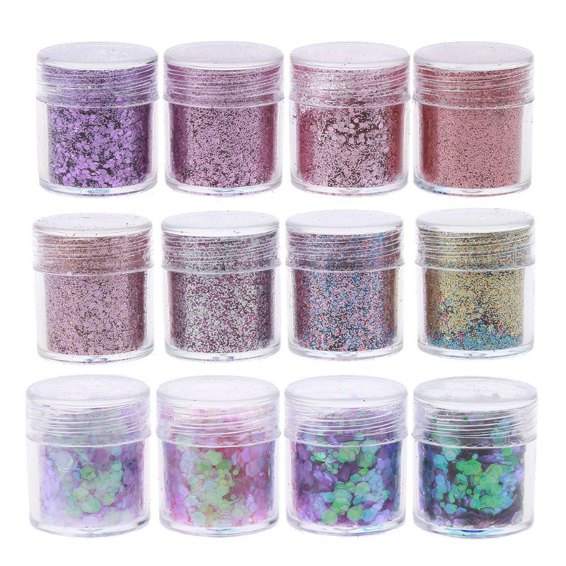 SIY  12 Box Festival Chunky Sequins Epoxy Resin Pigment Face Hair Nair Art Glitters