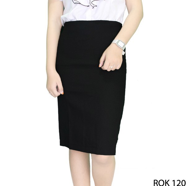 Rok Wanita Elegan Katun Hitam – ROK 120