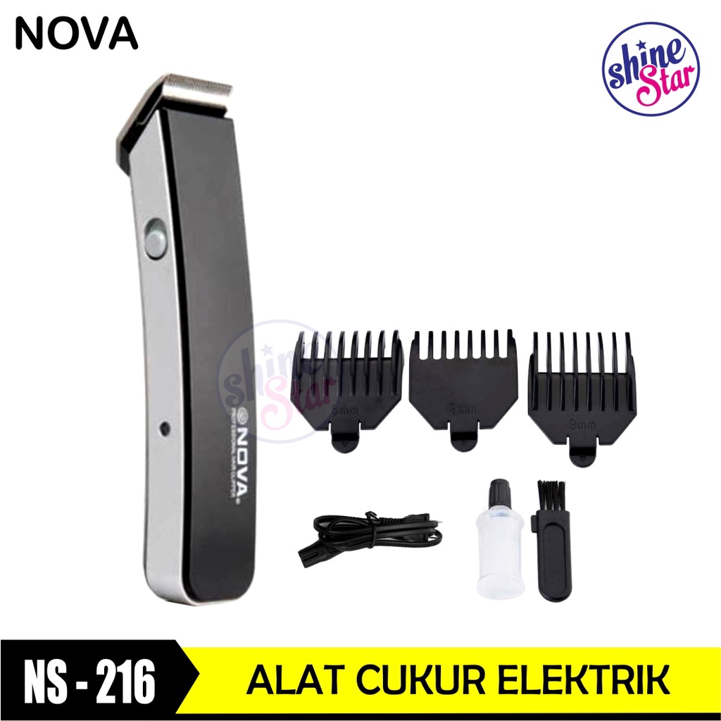 SHINE STAR - COD !! Alat Cukur Rambut - Nova NS-216 / NS 216 Hair Clipper Rechargeable - Alat Cukur Rambut Kumis Jenggot Elektrik 1 Set