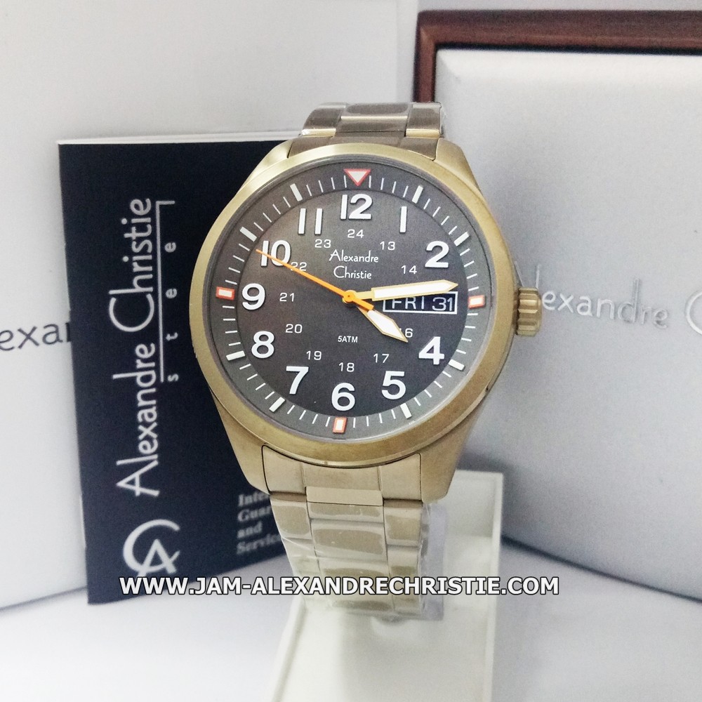 Jam Tangan Pria Alexander Cristie Original AC 6539 ME FBZBL bronze black