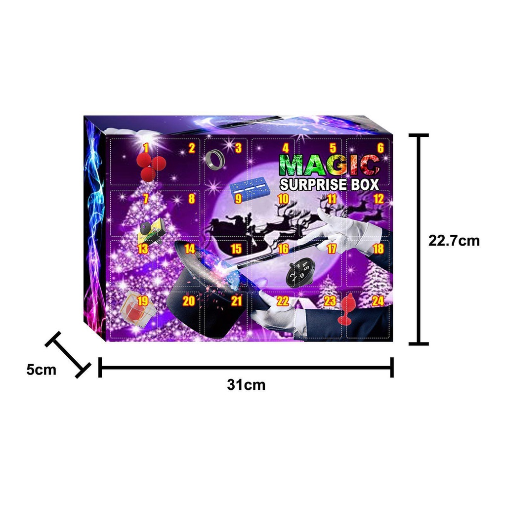 Solighter Kalender Adven Natal Amazing Gift Box Tricks Props Magic Blind Box