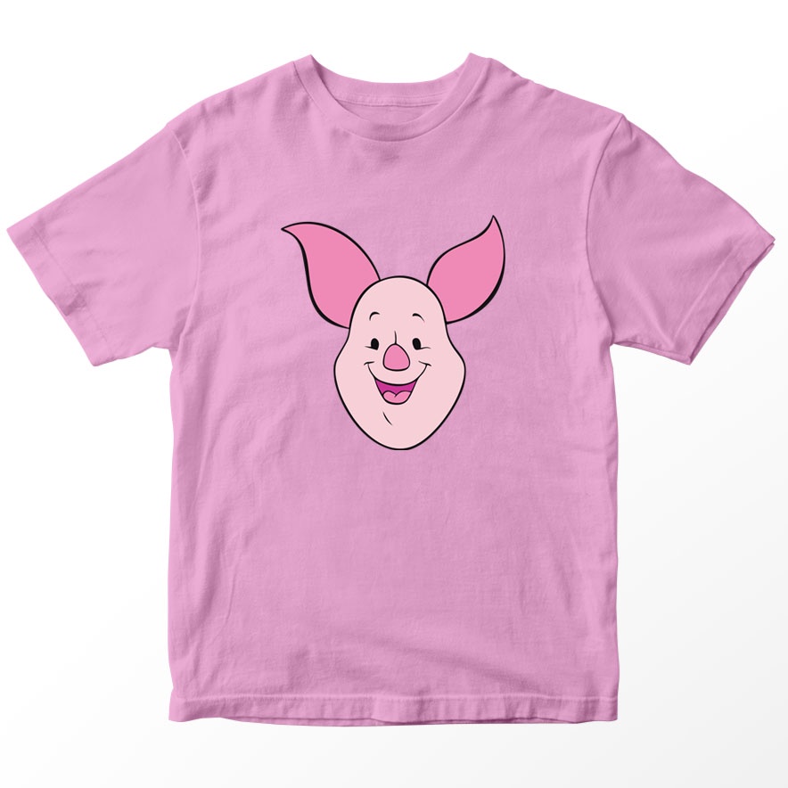 Kaos Winnie The Pooh Piglet Face Anak, Warna Pink Umur 1-10 Tahun