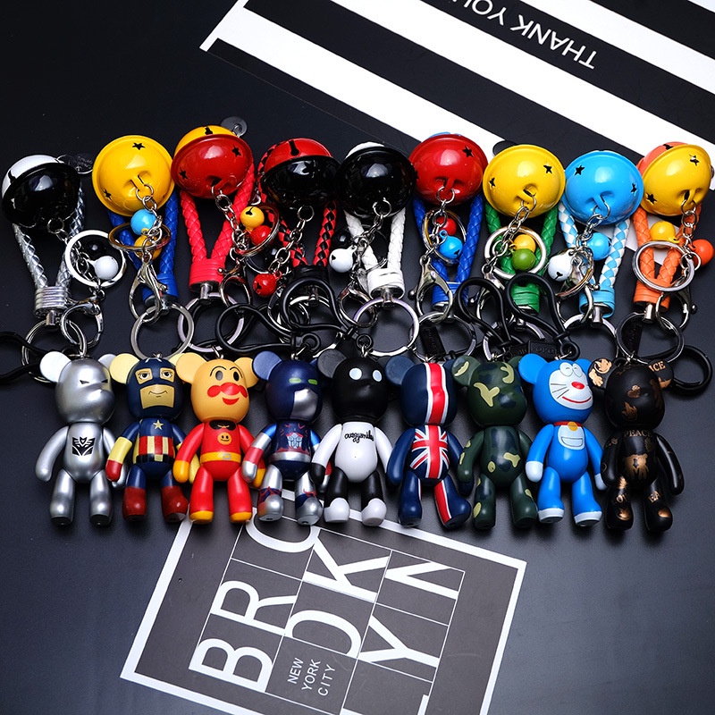 1pc Gantungan Kunci Bentuk Kartun Marvel Spiderman Avengers Bear Bahan Metal Untuk Tas / Handphone