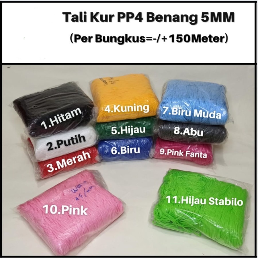 

SJS Tali Kur Benang PP Diameter 5mm/Warna/Hitem/Putih/Cord/Bungkusan