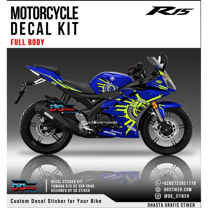 Decal Sticker R15 V2 Biru Sun VR46 DG Stiker