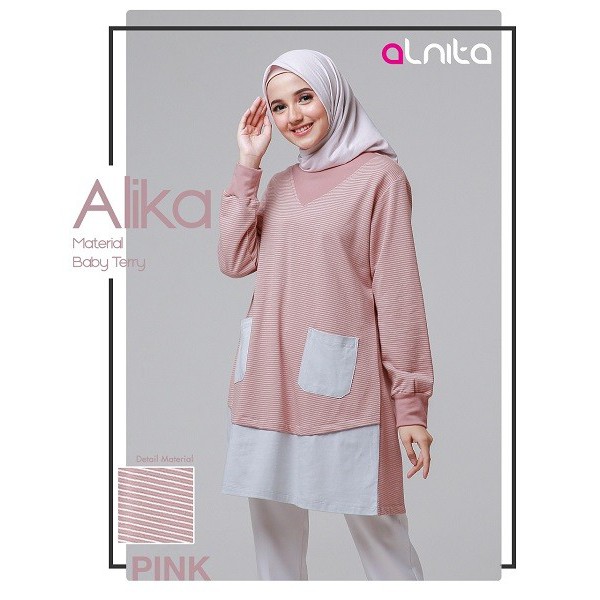 ALNITA TUNIK ALIKA 3 WARNA NAVY PINK TURQOUISE ATASAN WANITA TERBARU / DEWASA / PAKAIAN MUSLIM