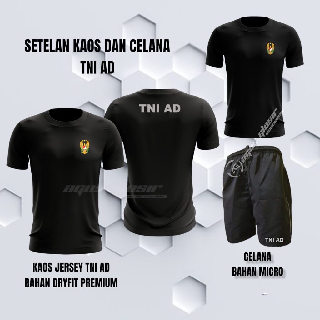 KAOS SETELAN JERSEY OLAHRAGA TNI AD HITAM || SETELAN KAOS JERSEY DAN CELANA TNI AD HITAM Terbaru BIS