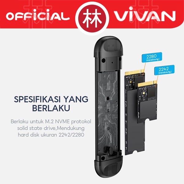 VIVAN VSHD2 M2 Enclosure USB Type C Dual Output 10 Gbps High Speed