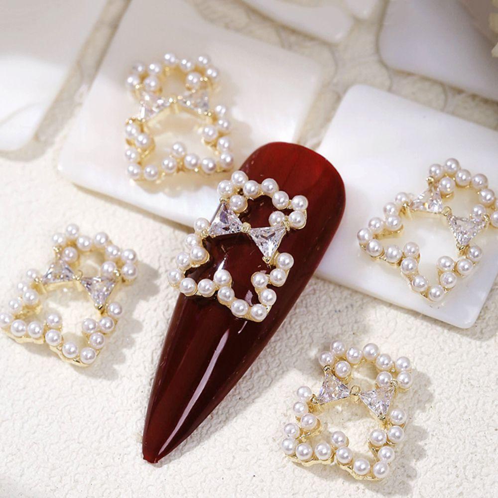 AUGUSTINA Agustin 3D Dekorasi Nail Art Cinta Hati Mewah Wanita Manicure Aksesori Salon Hiasan Kuku Nail Rhinestones