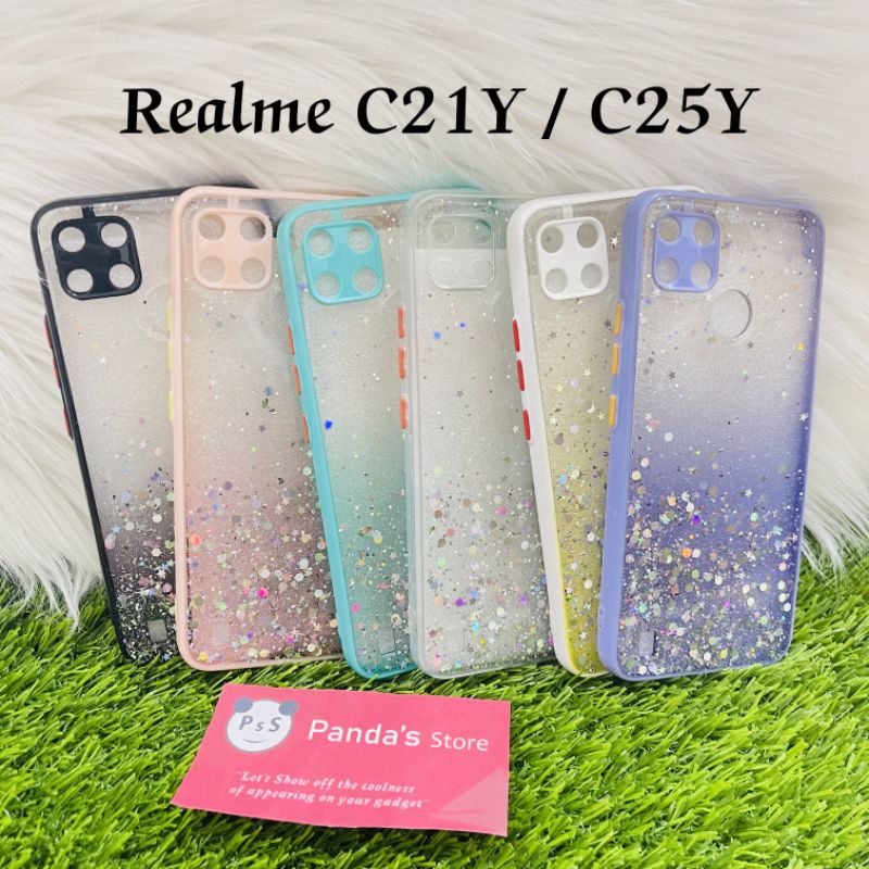 Glitter Case Realme C21y / C25y Funny Color Dengan Pelindung Kamera (PsS)