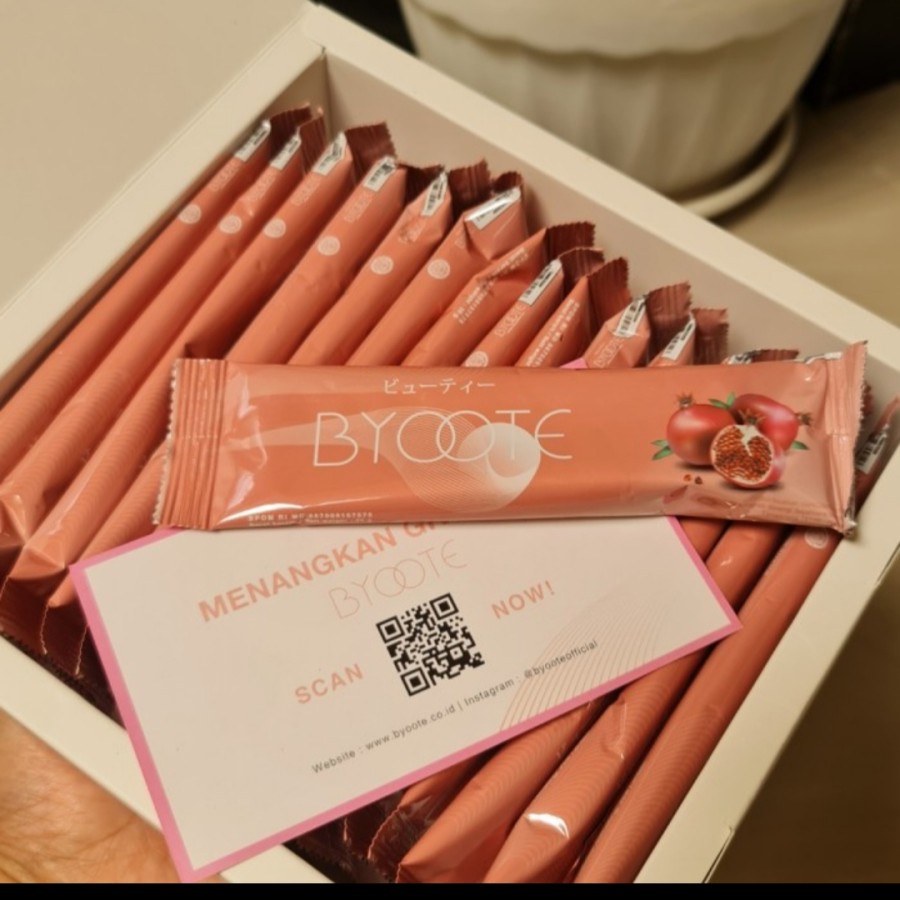 Byoote Collagen 1 Box 16 Sachet - Minuman Colagen Kolagen Drink Murah - Halal BPOM Asli Original Official