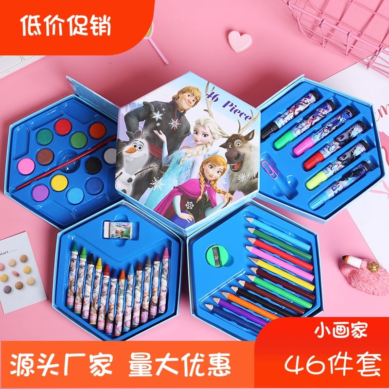 PAOPAO Crayon 1 Box Premium Set 46 pcs Mewarnai Pensil Warna Melukis